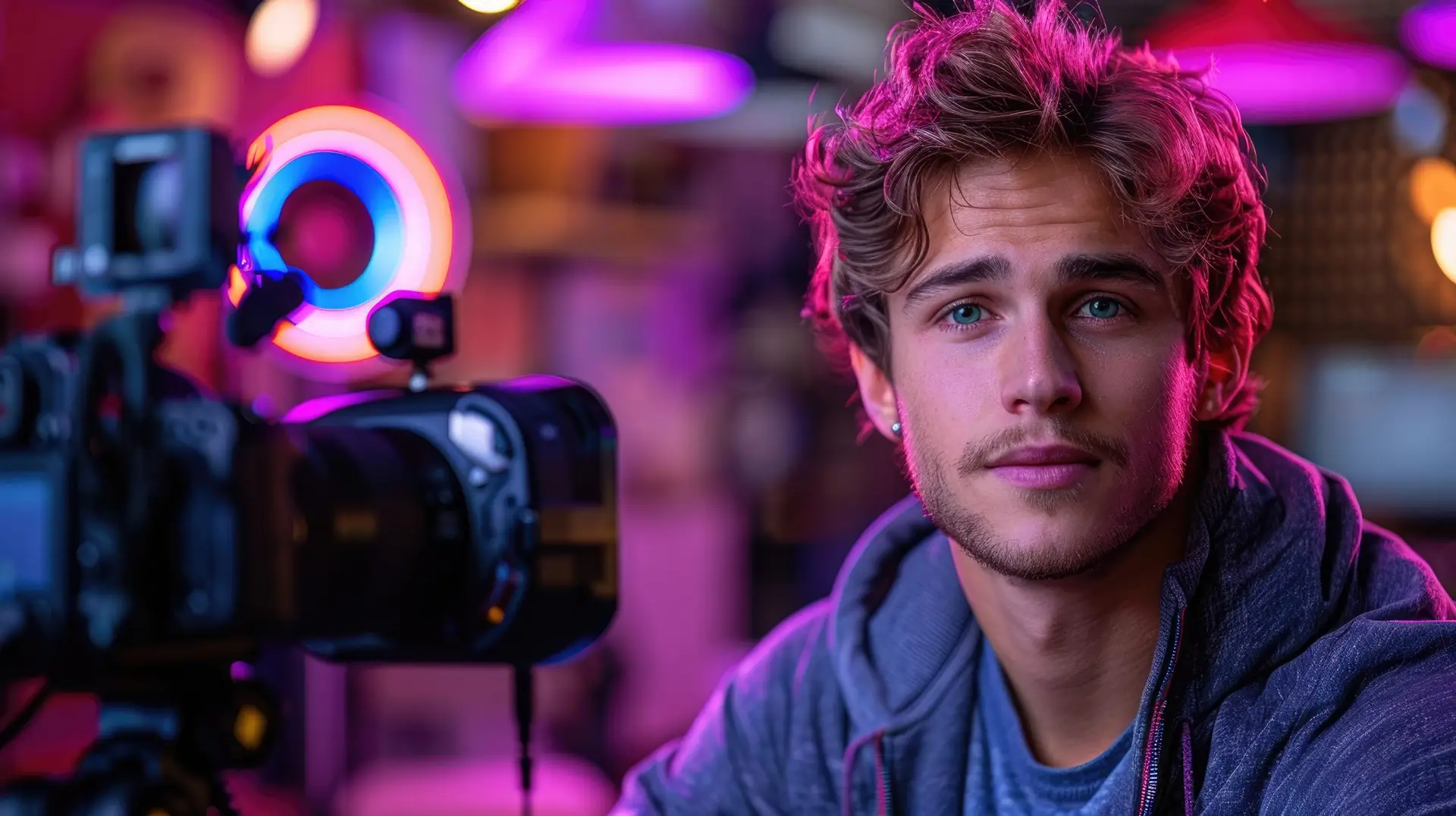 young-man-posing-professional-studio-setting-with-lighting-camera-equipment-around