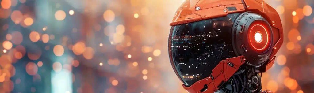 robot with headphones vibrant orange