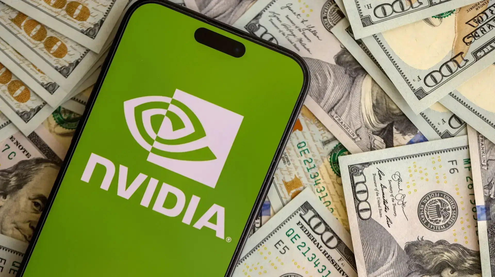 Nvidia news logo with money in the background
