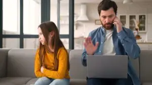 dad and daugher in the room