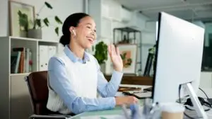 woman in a tech meeting