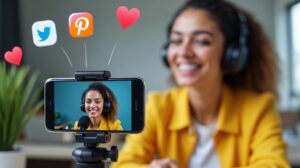 woman recording herself talking about a social media trend