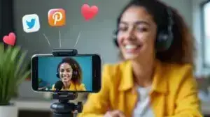 woman recording herself talking about a social media trend