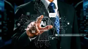 A person is interacting with AI to optimize their business.