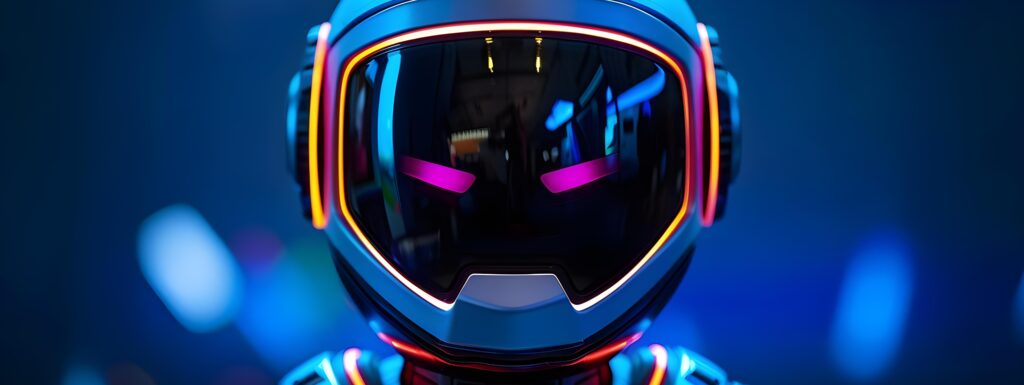 robot thinking in astro suit