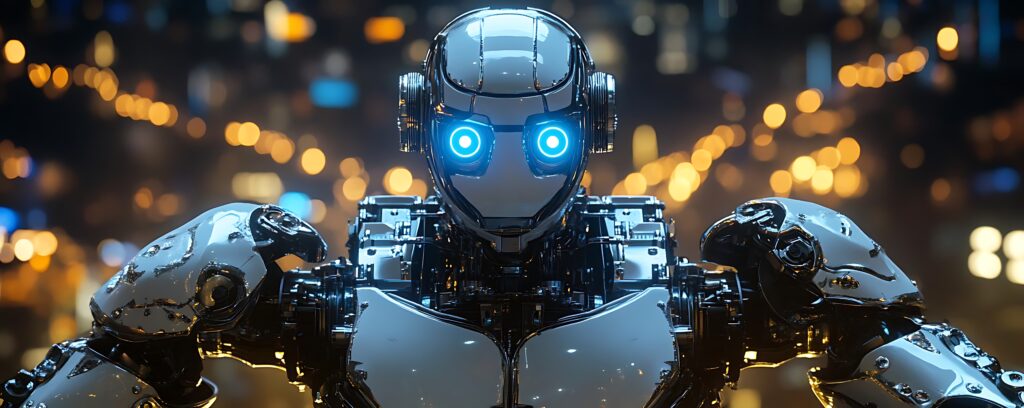 robot with blue eyes