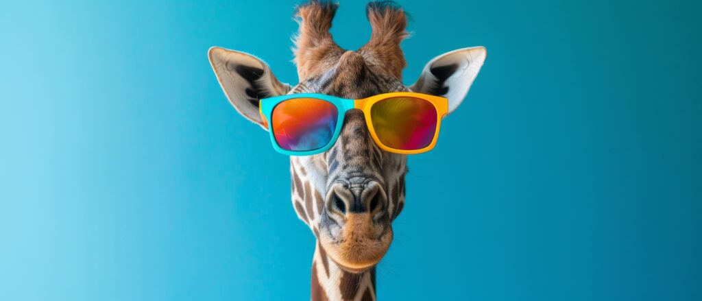 giraffe with sunglasses