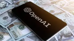 Openai logo with money in the background