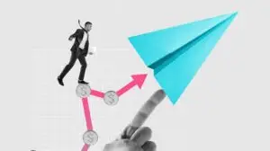 man on a paper airplaine