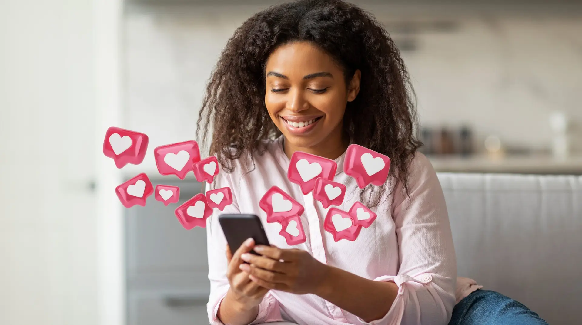 woman looking at her phone