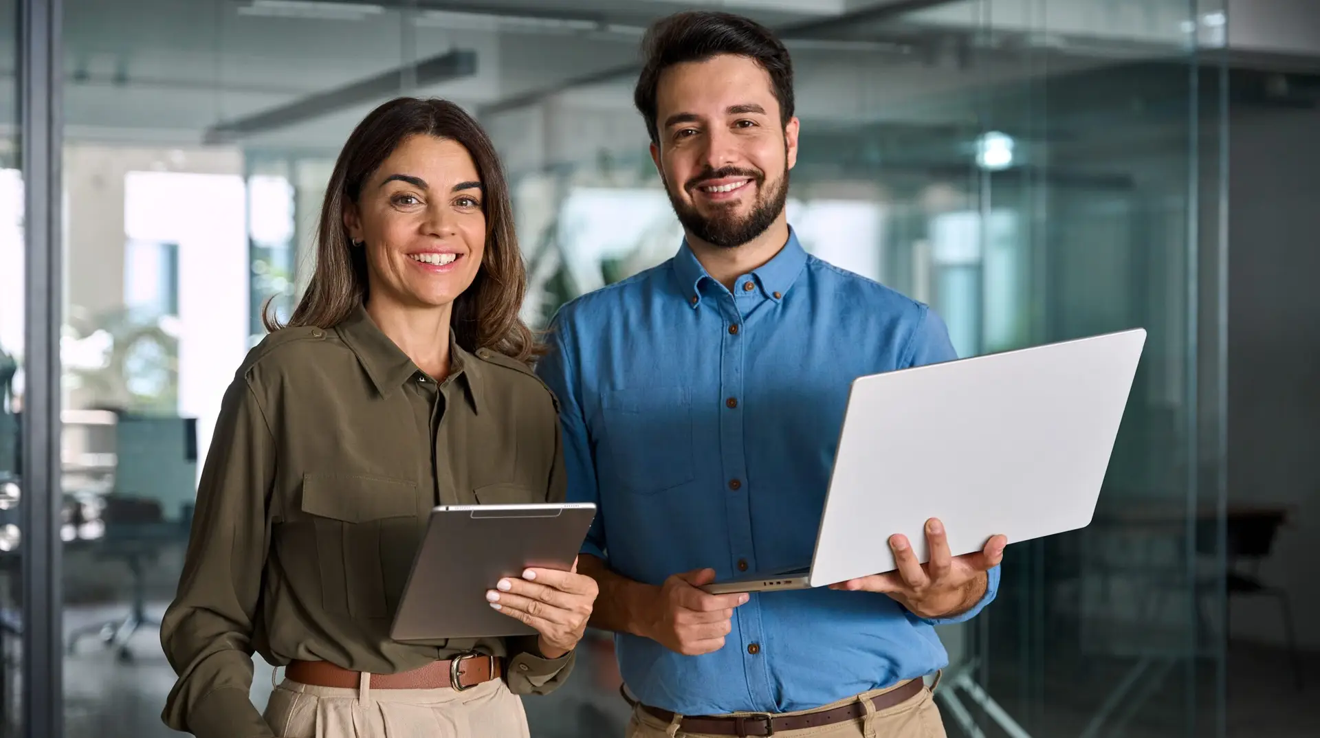 woman and guy working