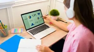 woman analyzing marketing trend analytics