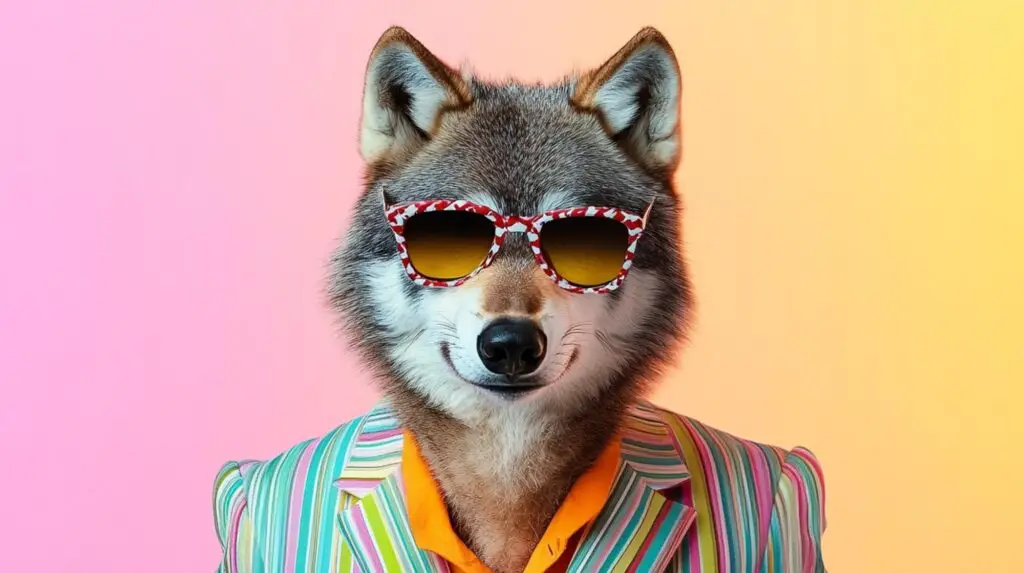 Wolf in glasses and funky suit