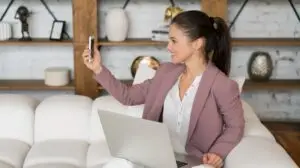 Woman recording a video for social media