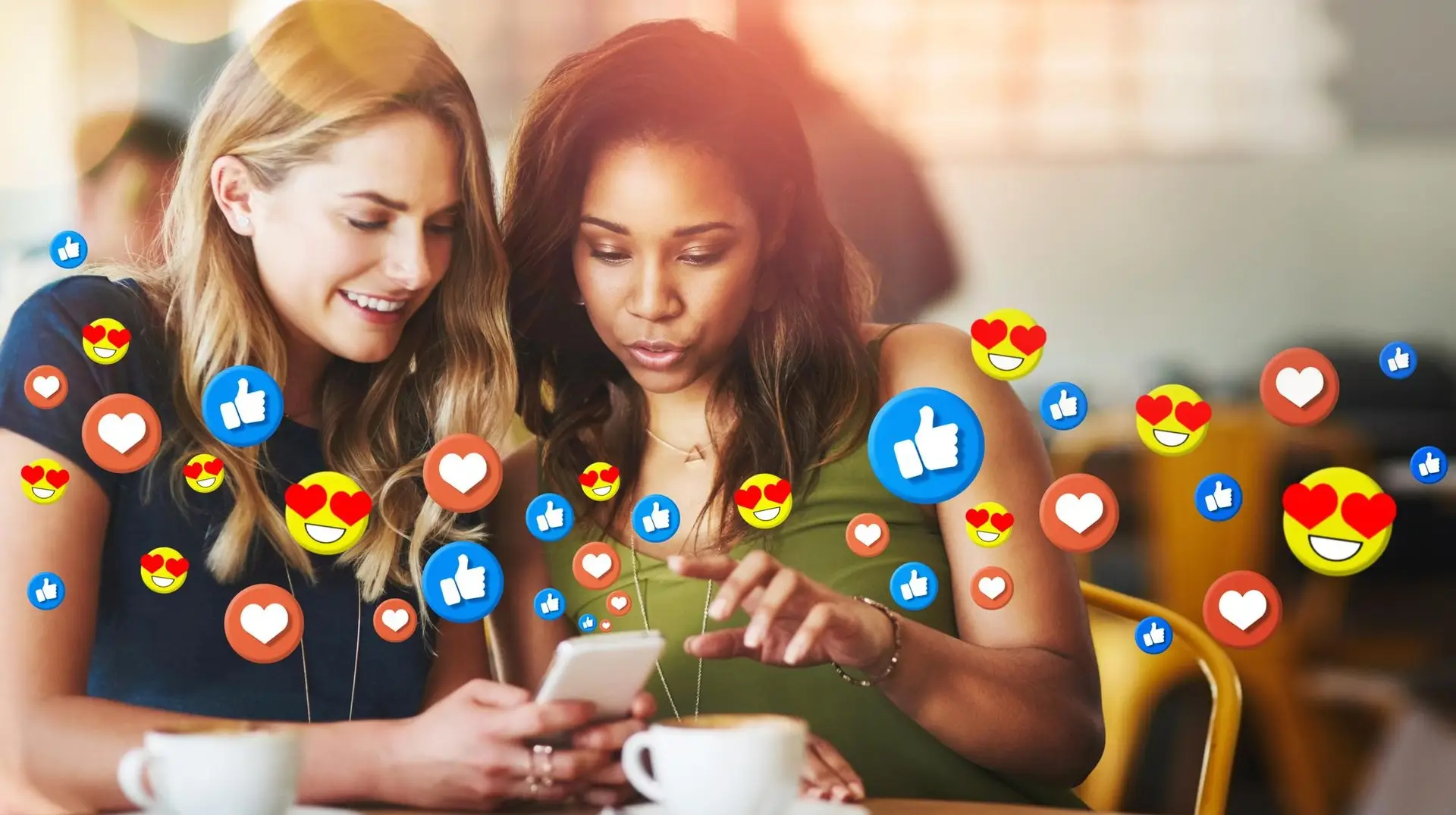 Two marketers checking social media engagement