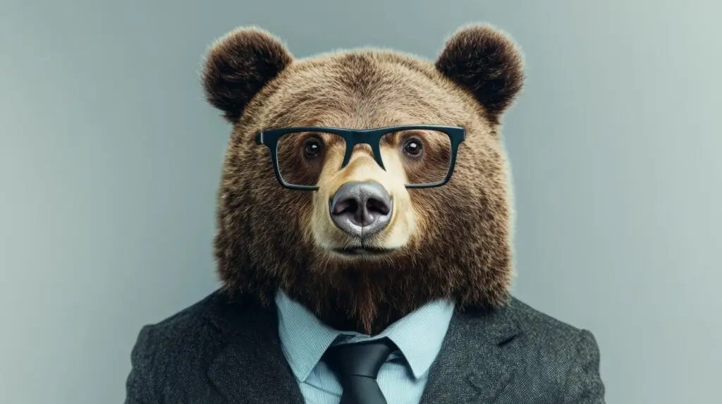 Grizzly bear in glasses