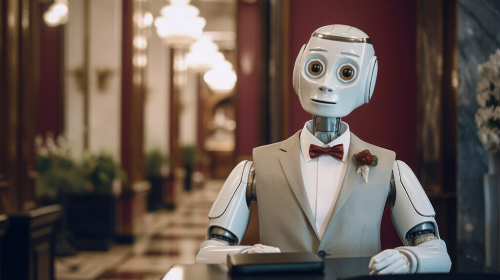 Robot working at a front desk