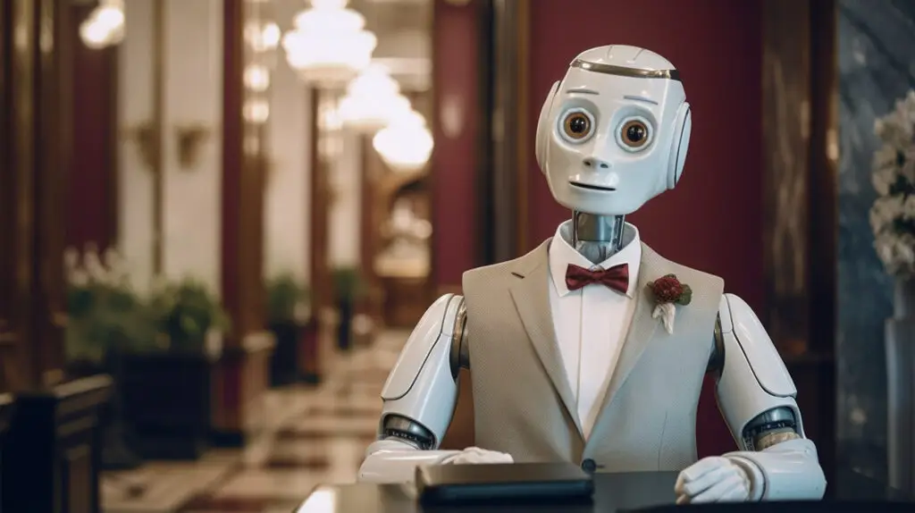 Robot working at a front desk