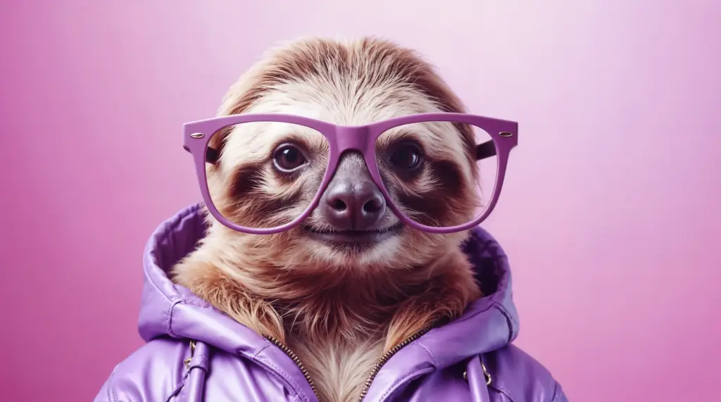 Sloth in glasses looking for new business books to read