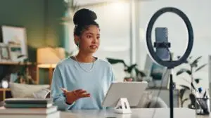 woman creating content