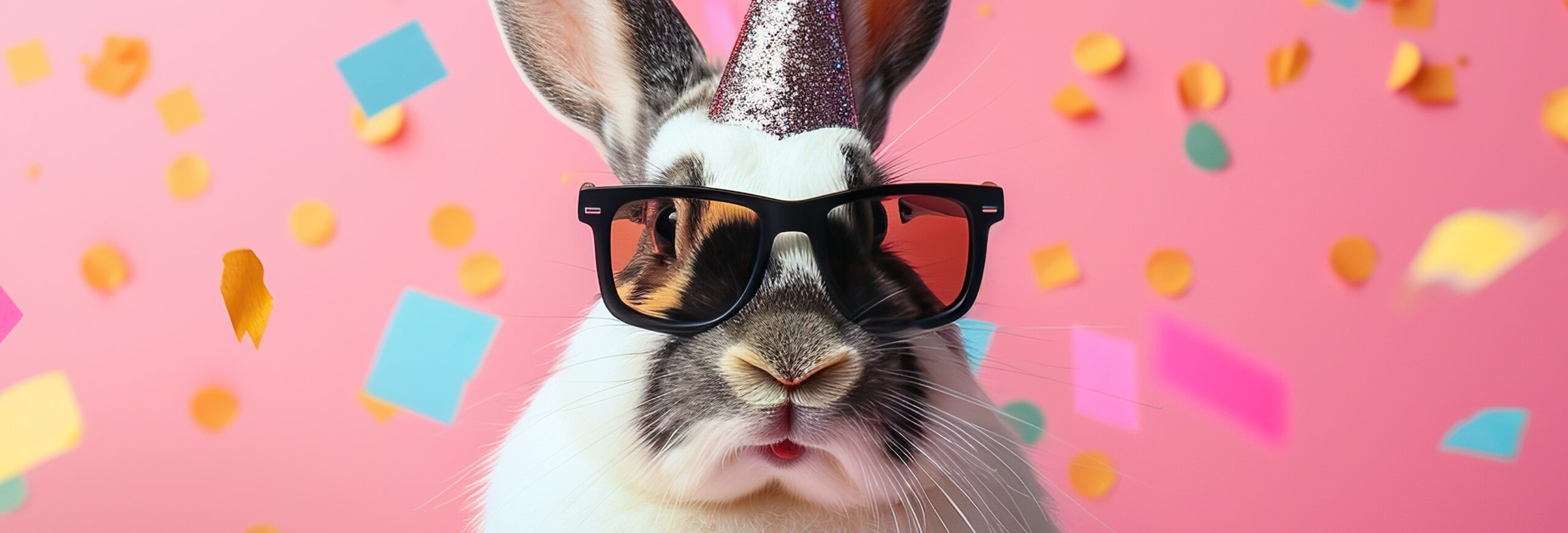 bunny with a happy birthday hat