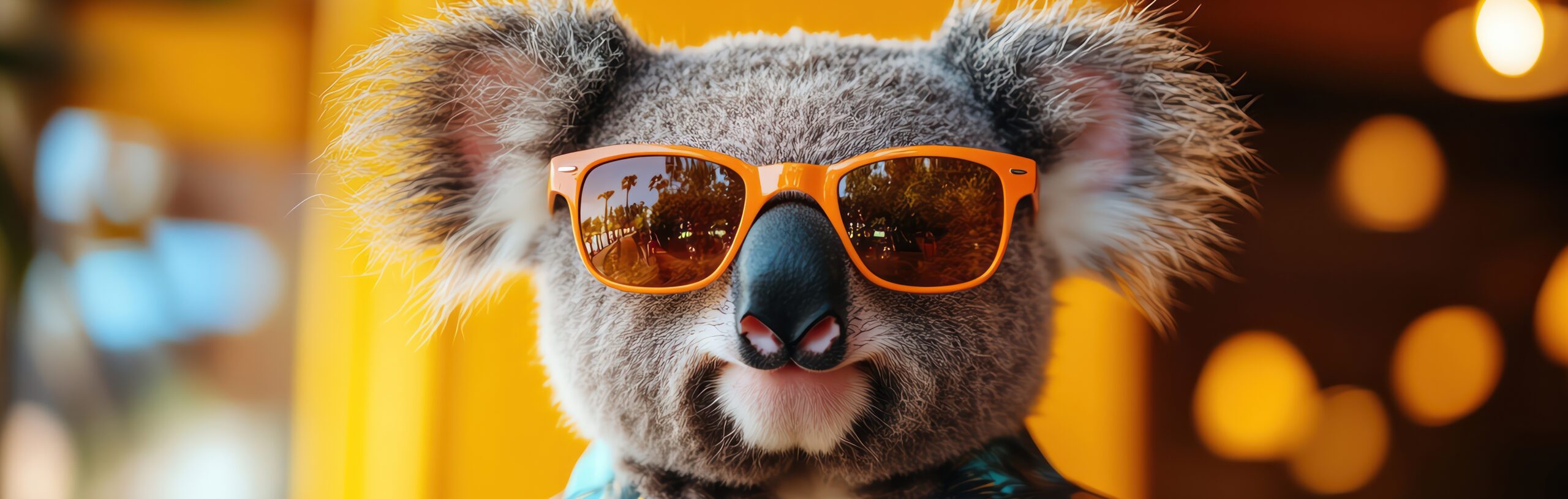 koala with sunglasses thinking about the latest social media trends