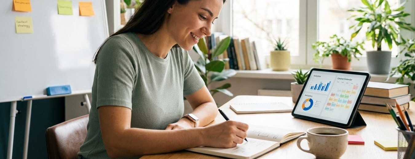 woman working on her phone