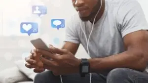 guy watching reels on his phone