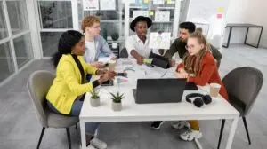 marketing team discussing trends