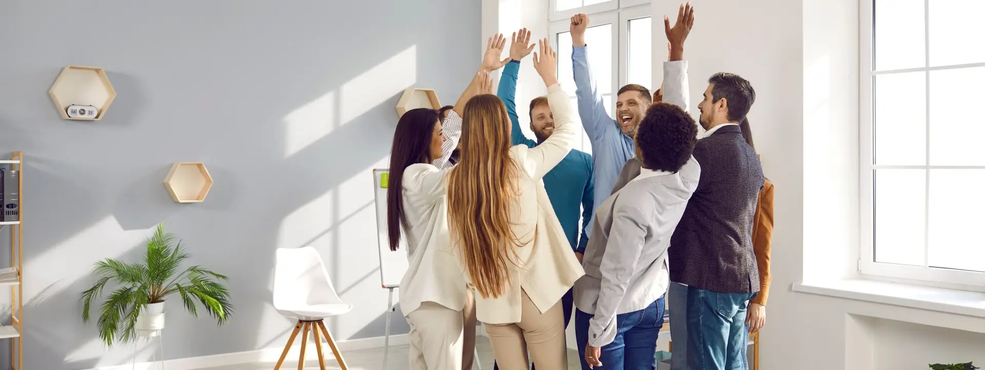 marketing team cheering