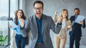 marketing team cheering