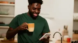 man on his phone looking at reels