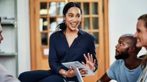 woman teaching marketing skills