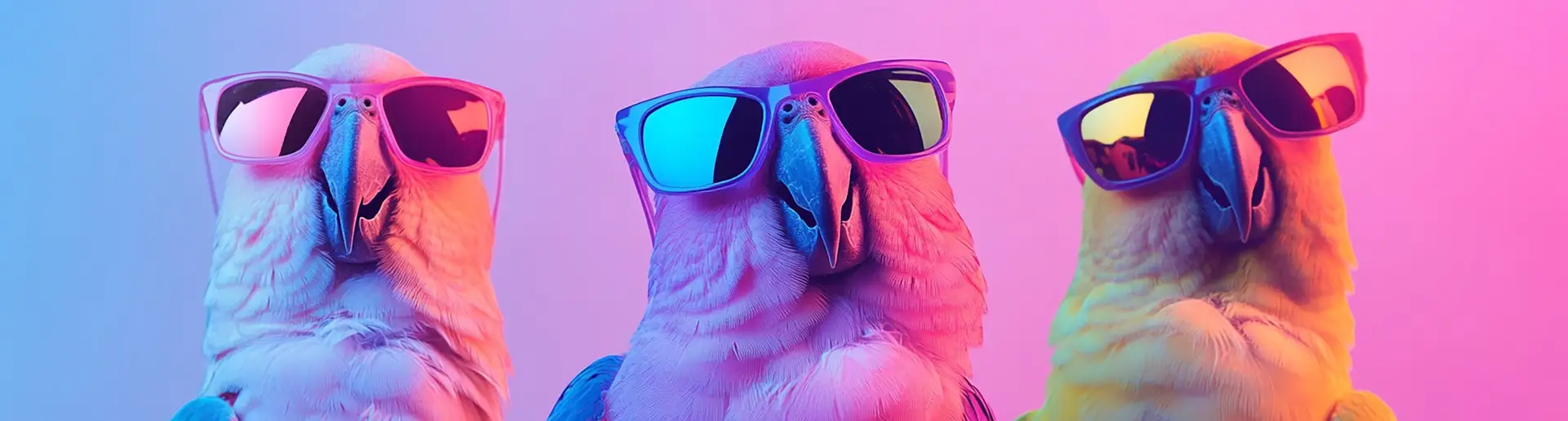 3 birds with sunglasses
