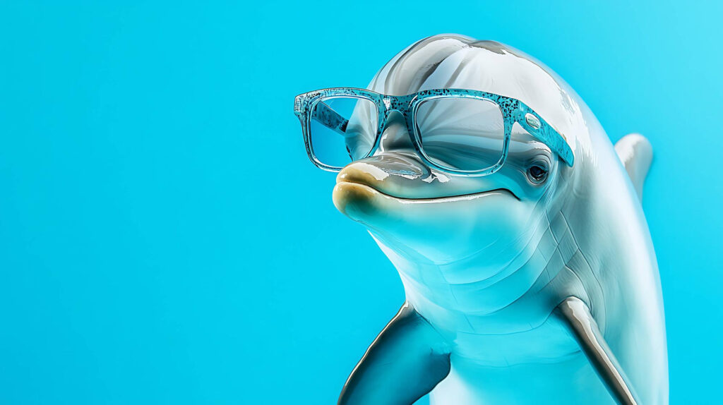 Dolphin wearing glasses