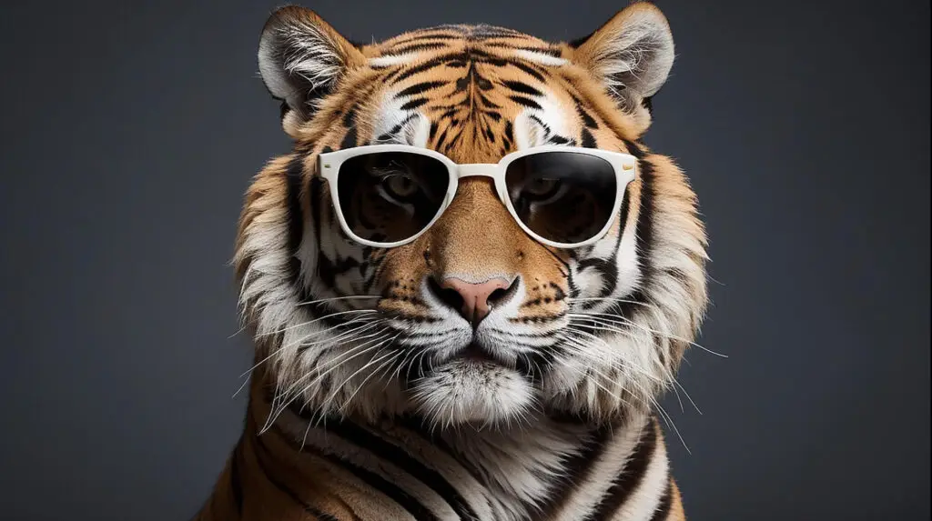 A tiger in glasses.