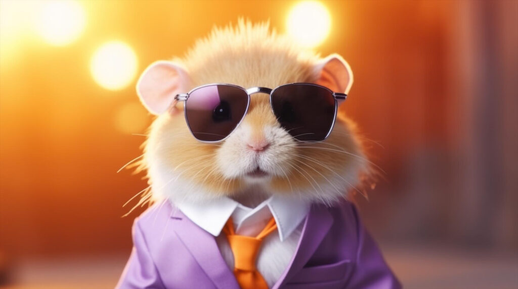 A hamster dressed in glasses and a suit.