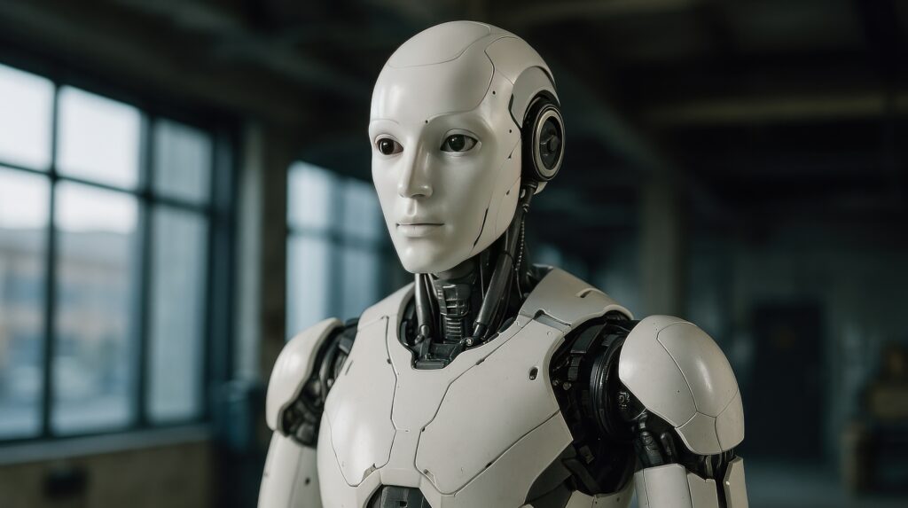 Futuristic humanoid robot technology.