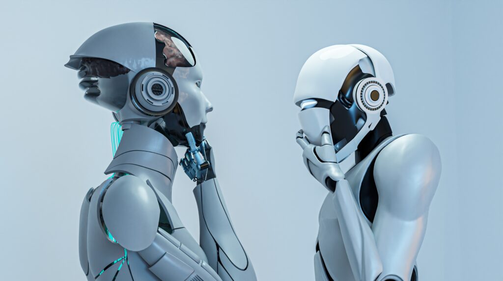 2 robots looking at each other