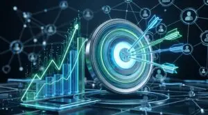 Graph and target, representing targeting customers in digital marketing