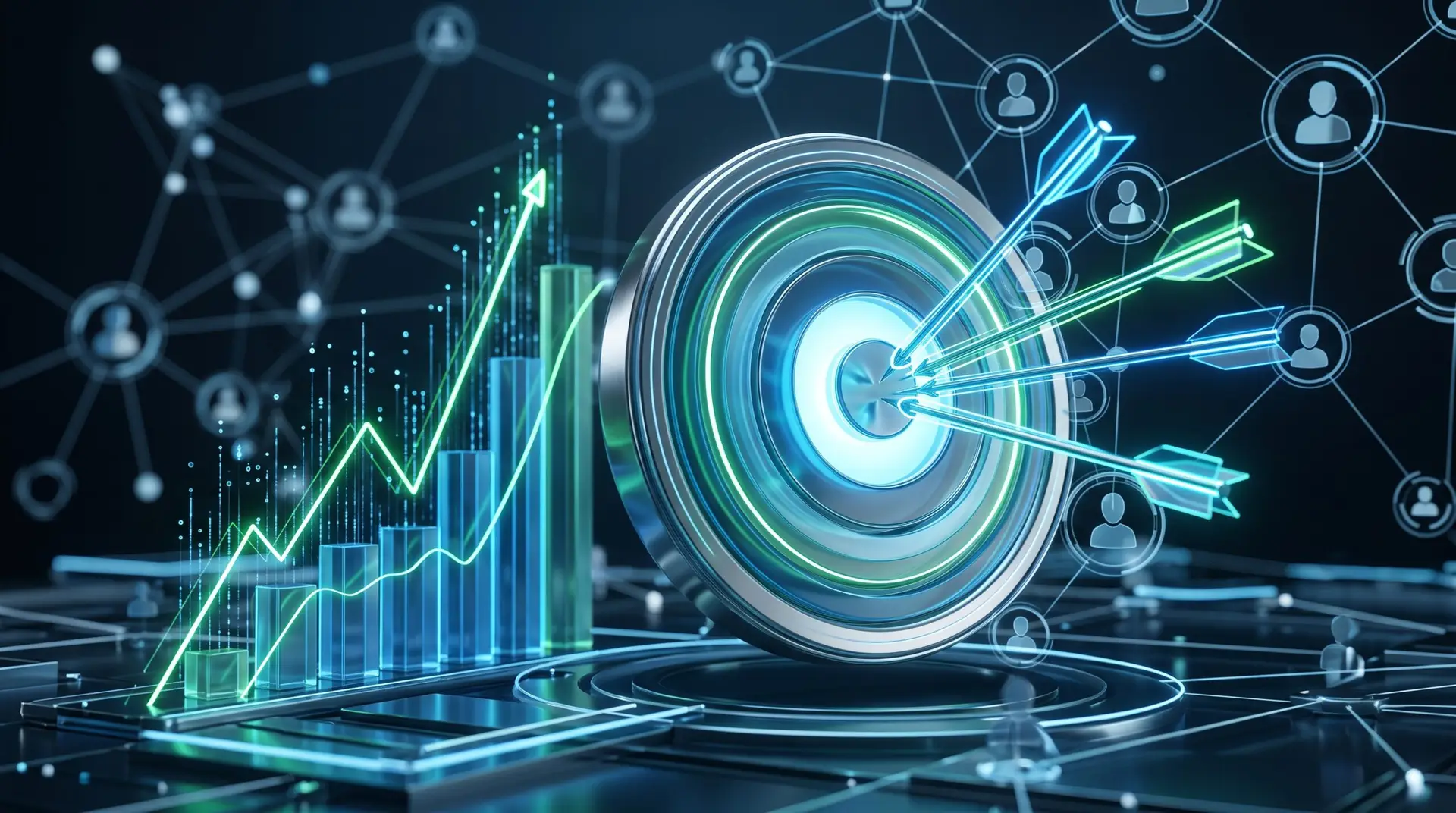 Graph and target, representing targeting customers in digital marketing